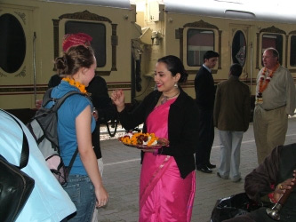 Welcome ceremony at Palace on Wheels